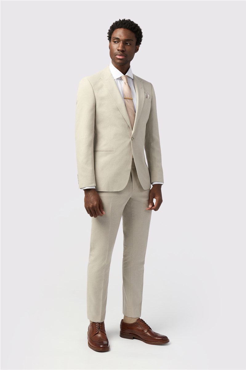 Jeff Banks Tailored Fit Stone Linen Suit