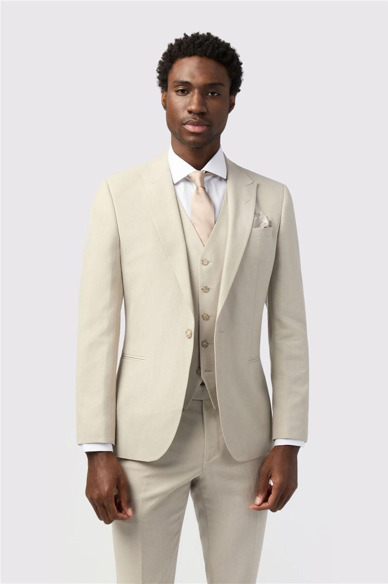jeff banks Tailored Fit Stone Linen Suit