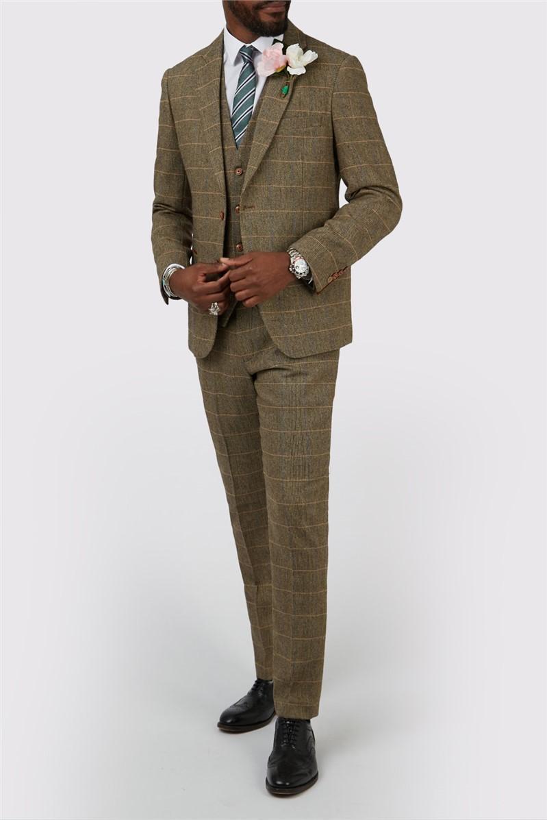 Jeff Banks Tailored Fit Ted Tan Check Suit