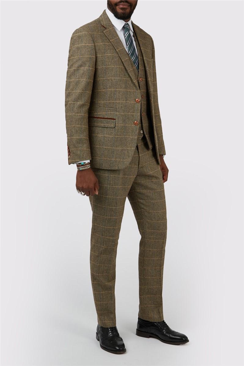 Jeff Banks Tailored Fit Ted Tan Check Suit