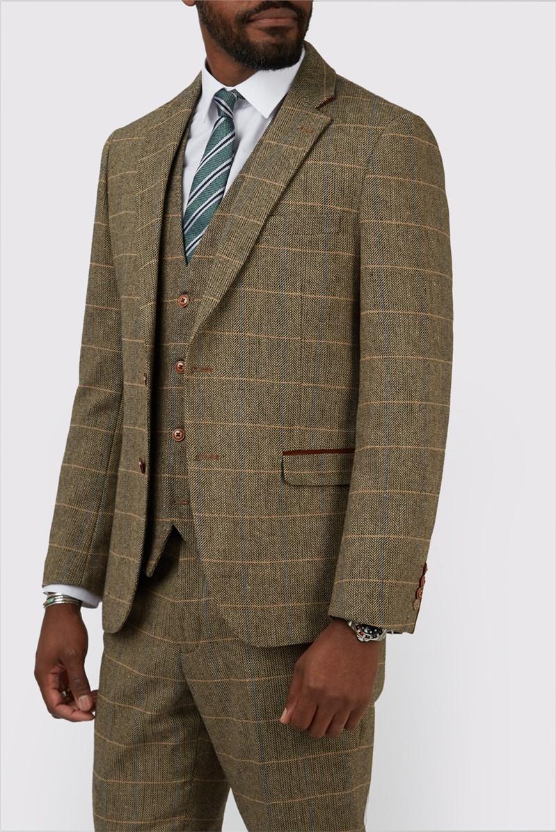 jeff banks Tailored Fit Ted Tan Check Suit