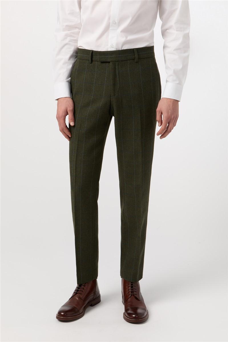 Jeff Banks Slim Fit Hooper Green And Blue Check Tweed Waistcoat