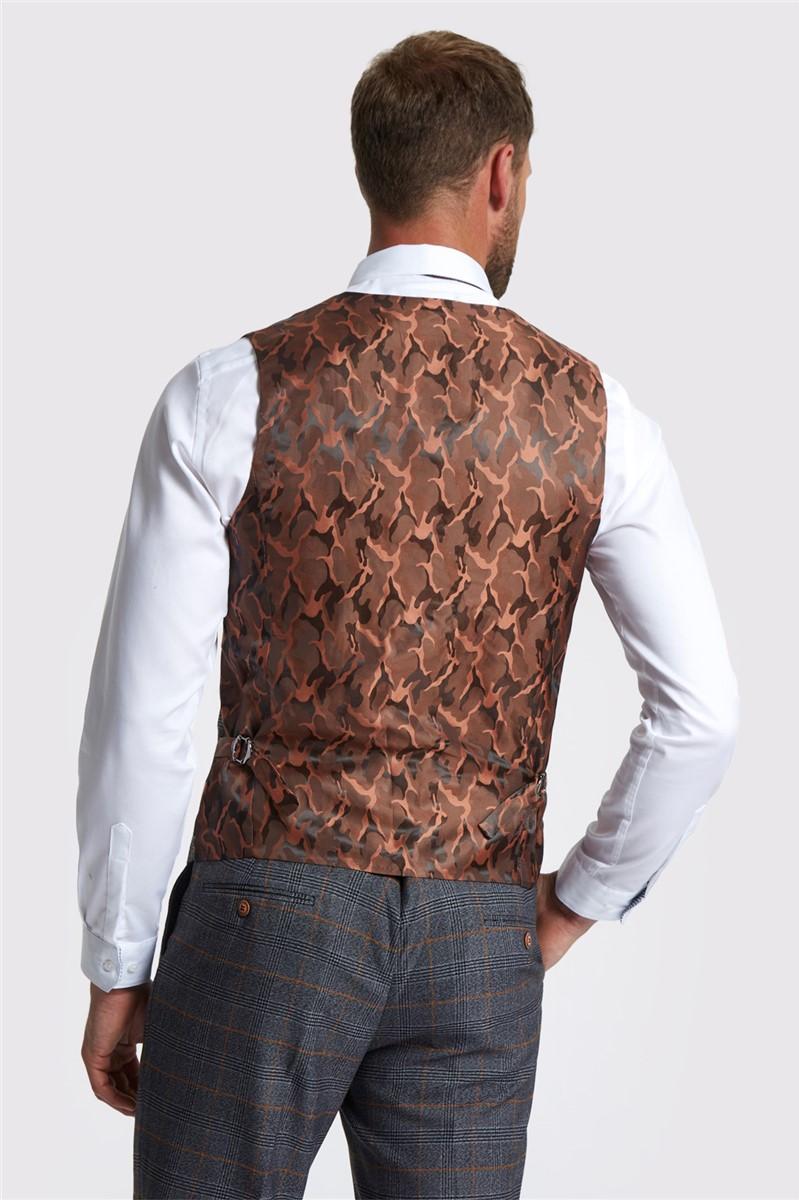 Jeff Banks Slim Fit Jenson Grey Check Double Breasted Waistcoat