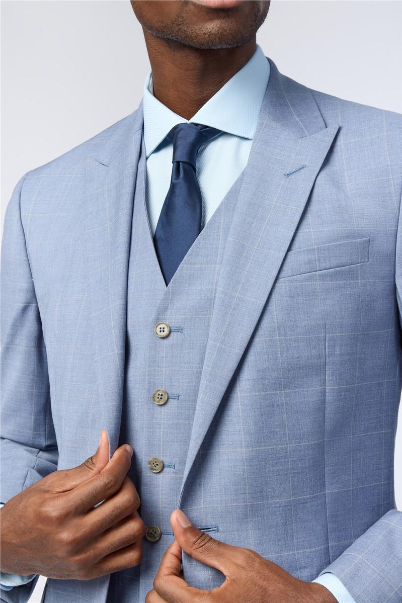 Jeff Banks Tailored Fit Italian Blue Windowpane Suit