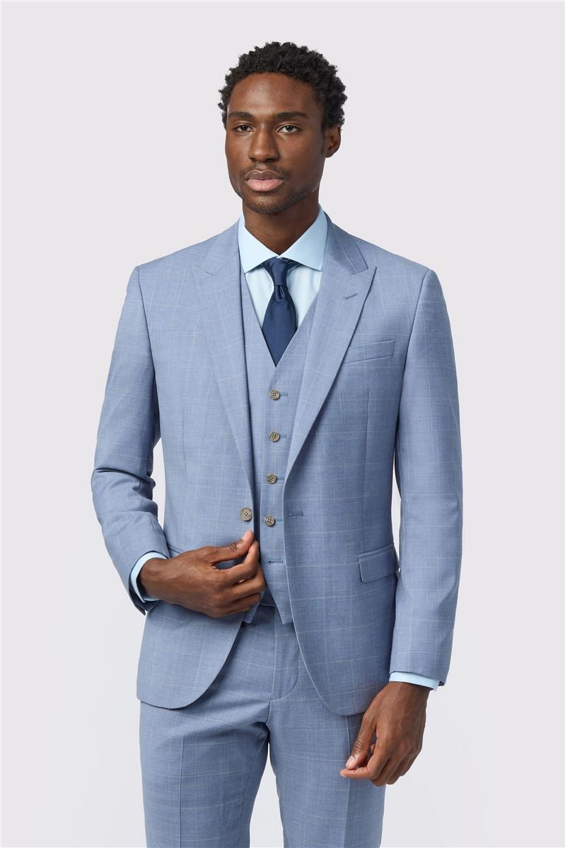 jeff banks Tailored Fit Italian Blue Windowpane Suit