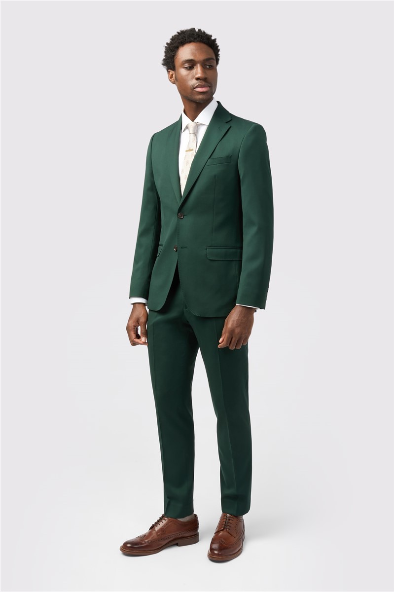 Jeff Banks Tailored Fit Italian Super 100'S Bottle Green Twill Suit