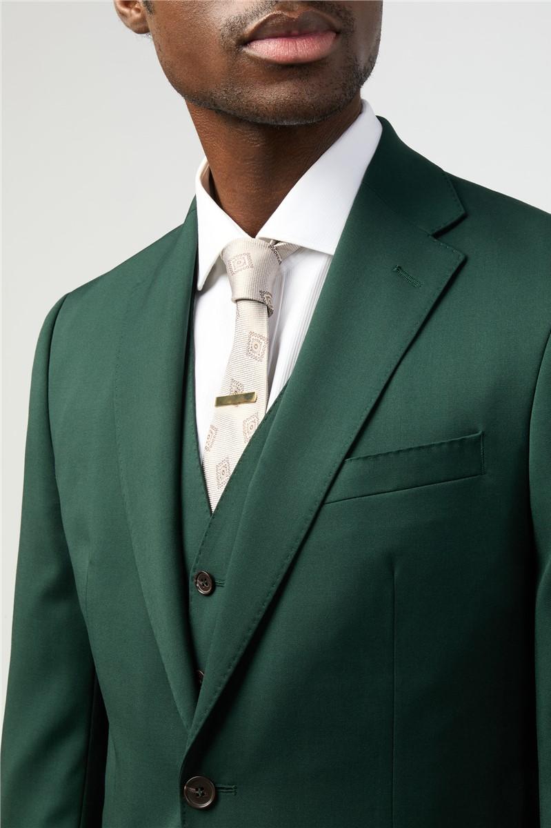 Jeff Banks Tailored Fit Italian Super 100'S Bottle Green Twill Suit