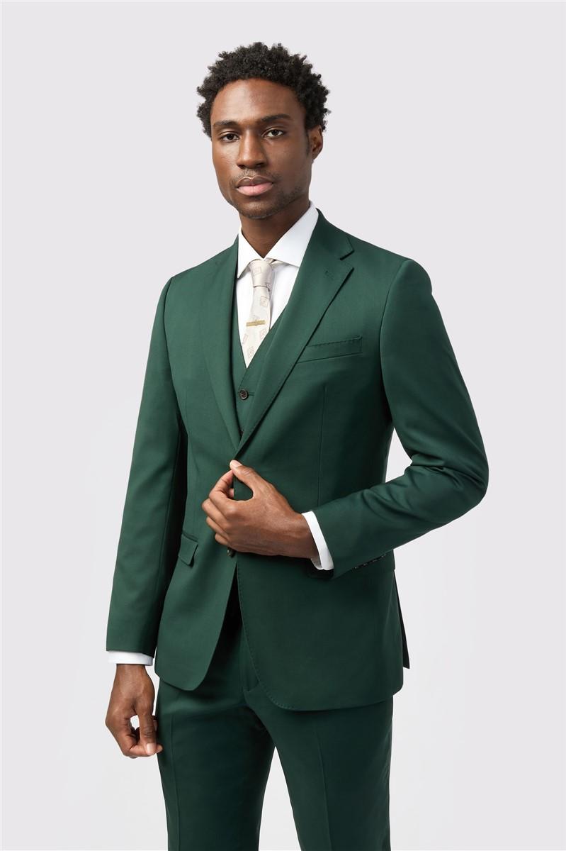 jeff banks Tailored Fit Italian Super 100'S Bottle Green Twill Suit