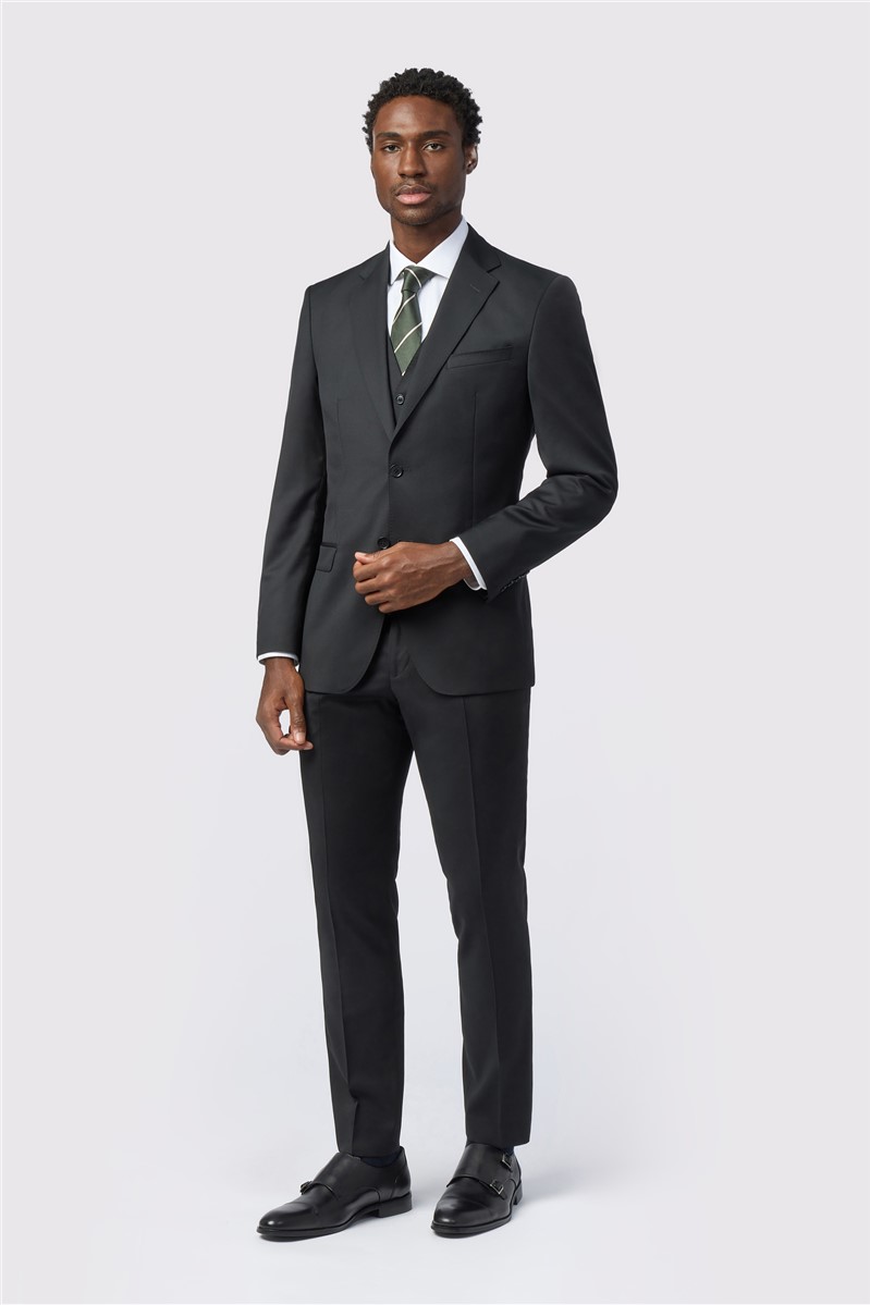 Jeff Banks Tailored Fit Italian Super 110's Black Twill Suit