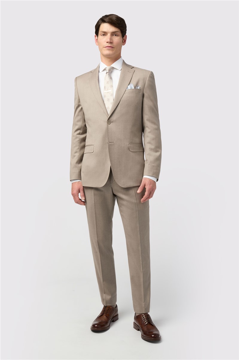 Jeff Banks Tailored Fit Italian Super 110's Stone Twill Suit