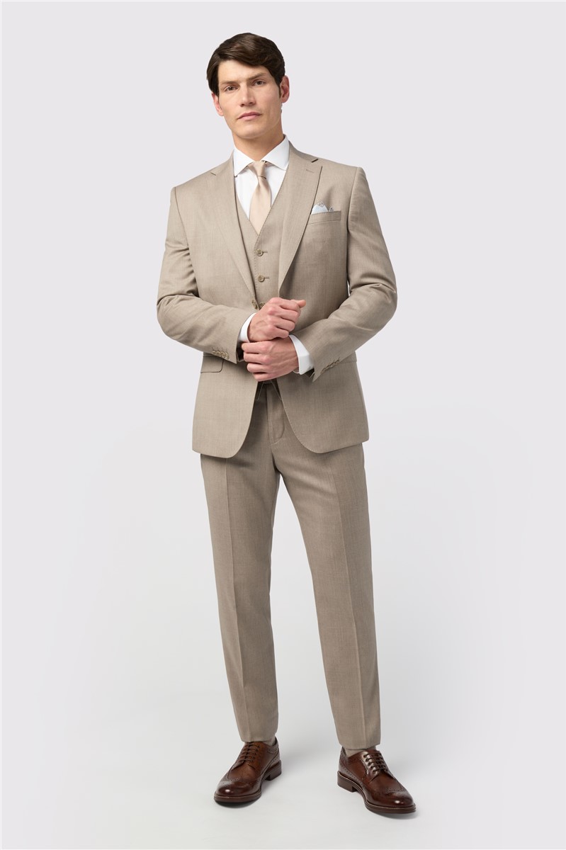 Jeff Banks Tailored Fit Italian Super 110's Stone Twill Suit