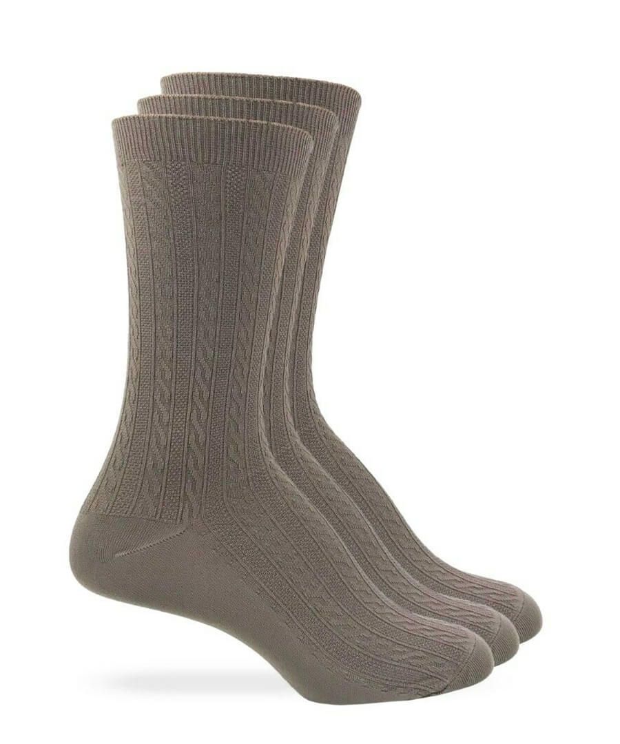 jefferies socks Cable Knit Pattern Nylon Crew Socks 3 Pair Pack