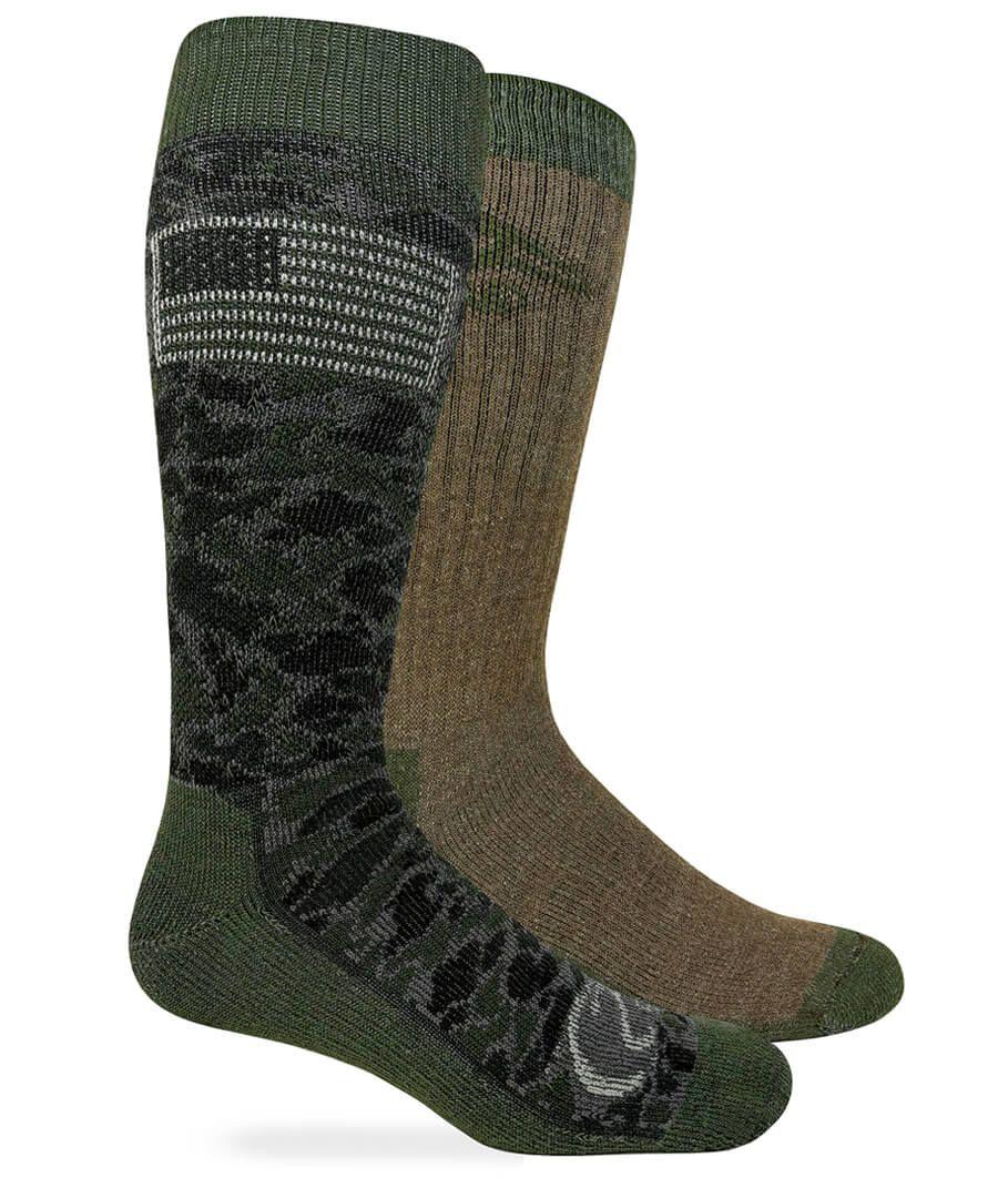 jefferies socks Ducks Unlimited Full Cushion Camo American Flag Merino Wool Boot Socks 2 Pair Pack