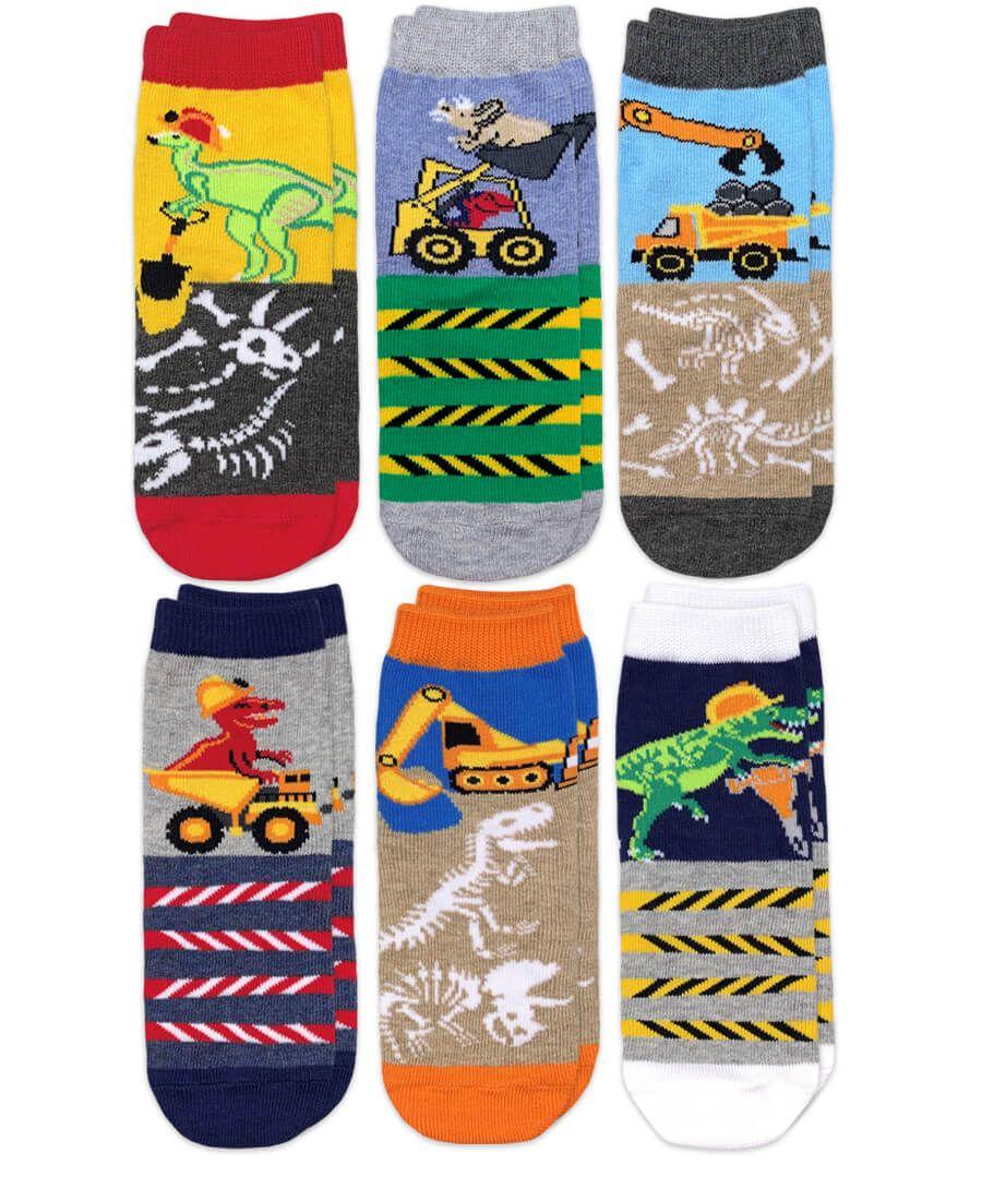jefferies socks Jefferies Socks Construction Dinosaurs Crew Socks 6 Pair Pack