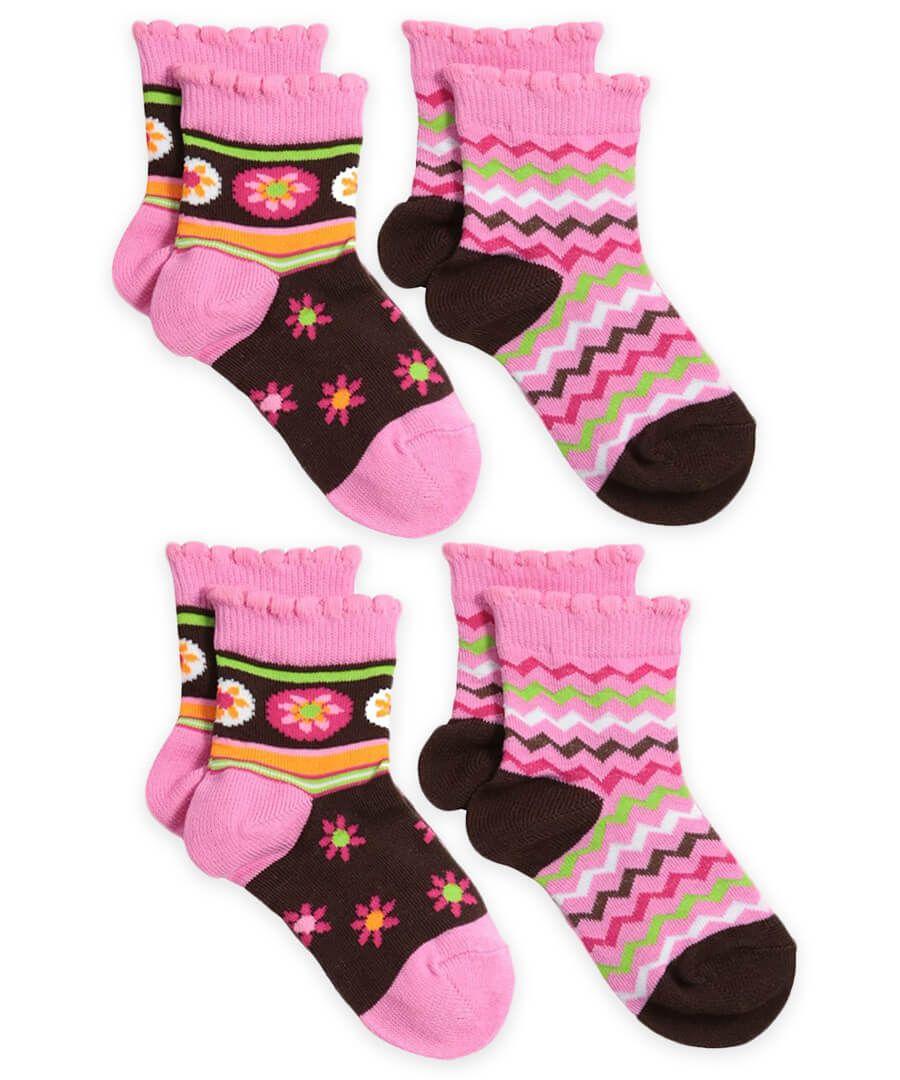 jefferies socks Jefferies Socks Daisy Chevron Pattern Crew Socks 4 Pair Pack