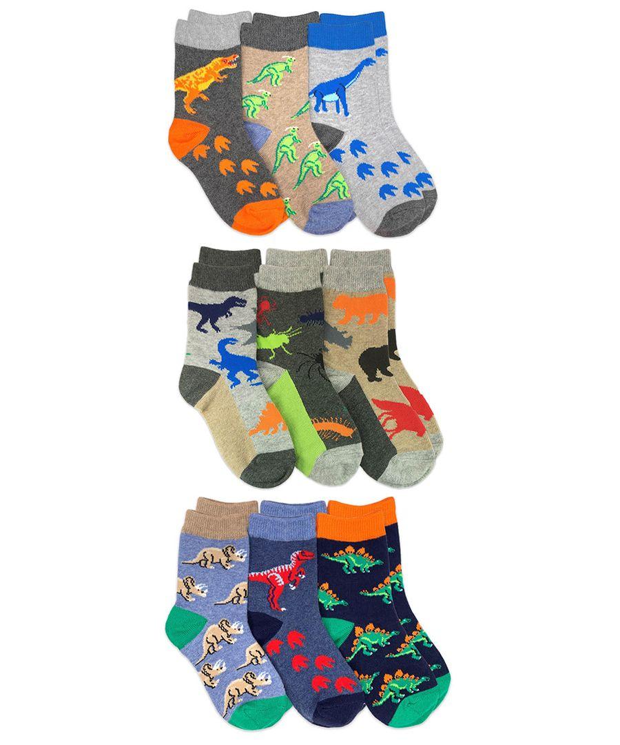 jefferies socks Jefferies Socks Dinosaur Animal Pattern Variety Crew Socks 9 Pair Pack