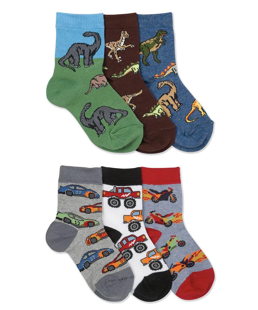 jefferies socks Jefferies Socks Dinosaur Cars Pattern Crew Socks 6 Pair Pack