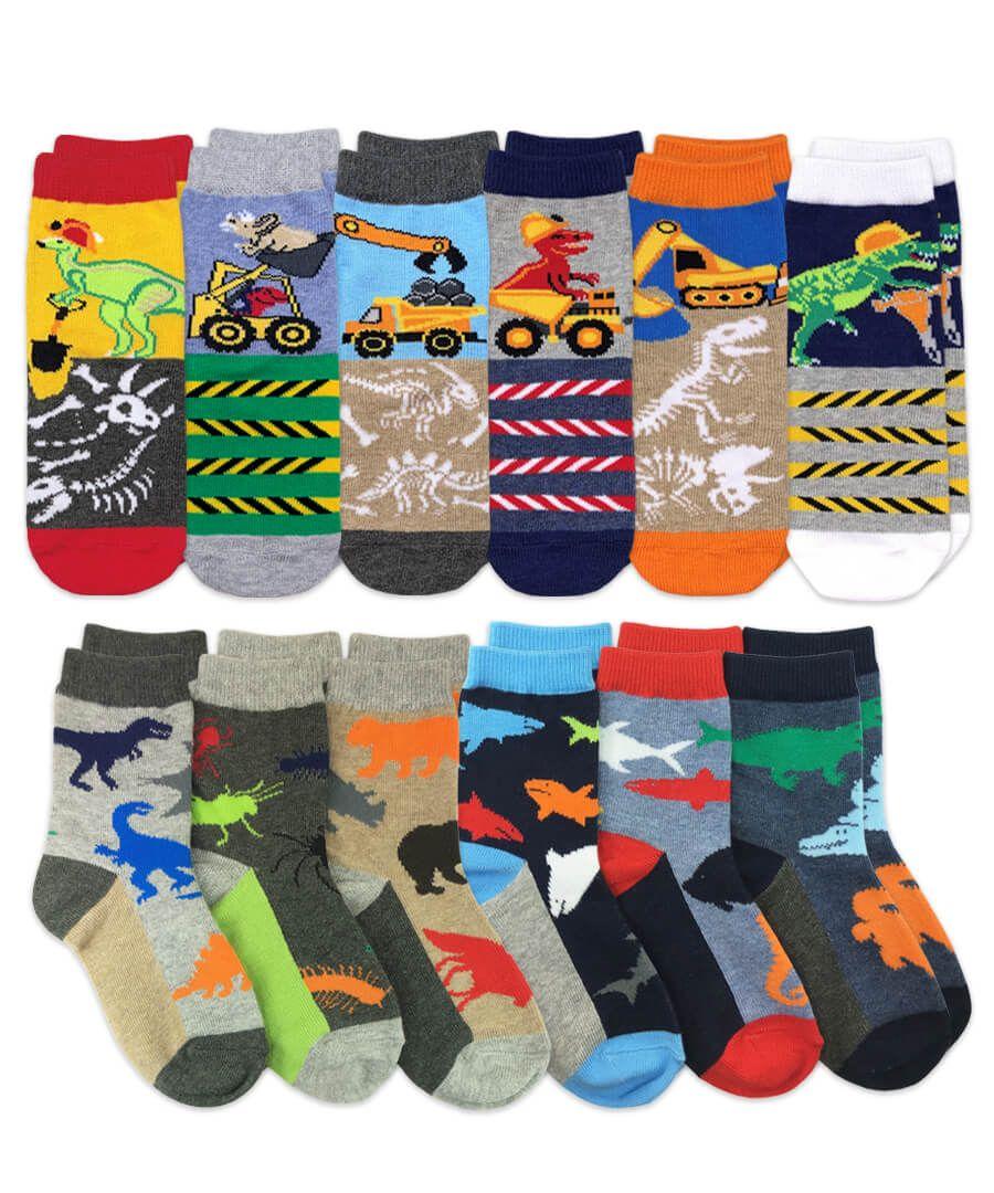 jefferies socks Jefferies Socks Dinosaur Construction Water Animals Crew Bulk Socks 12 Pair Pack