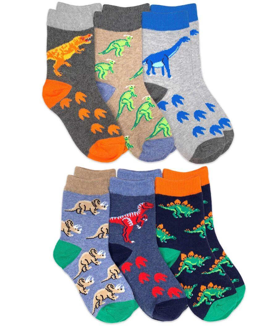 jefferies socks Jefferies Socks Dinosaur Pattern Crew Socks 6 Pair Pack