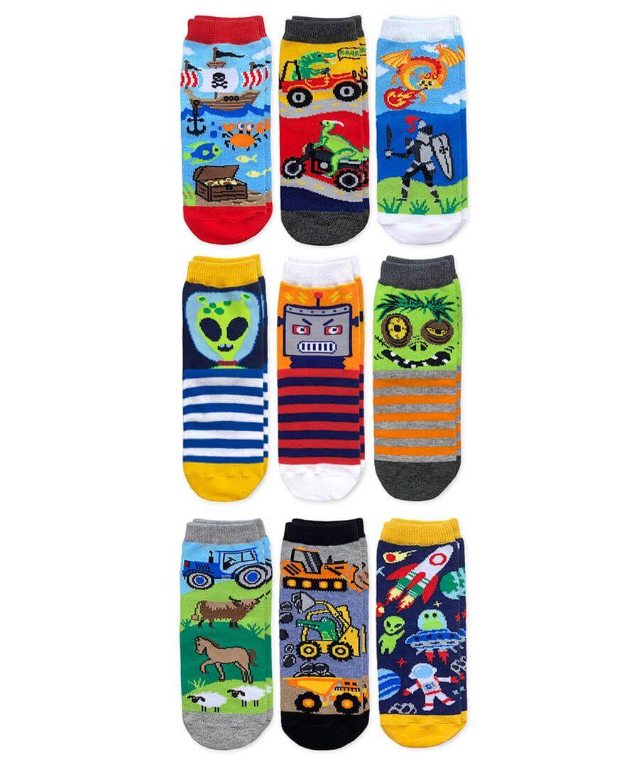 jefferies socks Jefferies Socks Dinosaur Pirate Alien Robot Zombie Pattern Crew Socks 9 Pair Pack