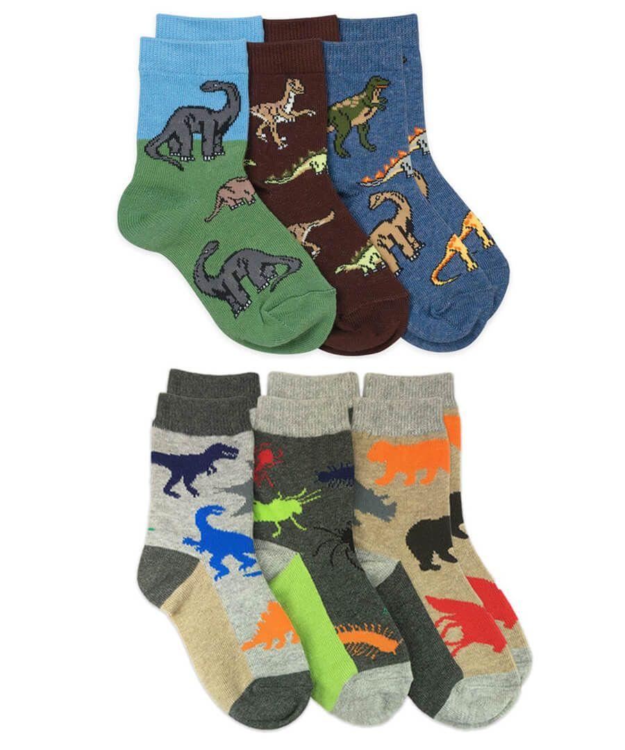 jefferies socks Jefferies Socks Dinosaurs Animals Pattern Crew Socks 6 Pair Pack