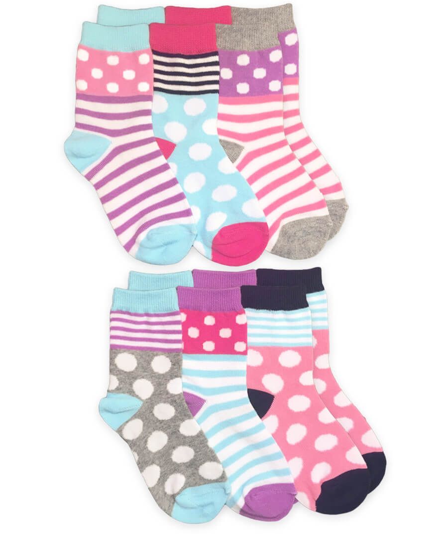 jefferies socks Jefferies Socks Dots and Stripes Crew Socks 6 Pair Pack