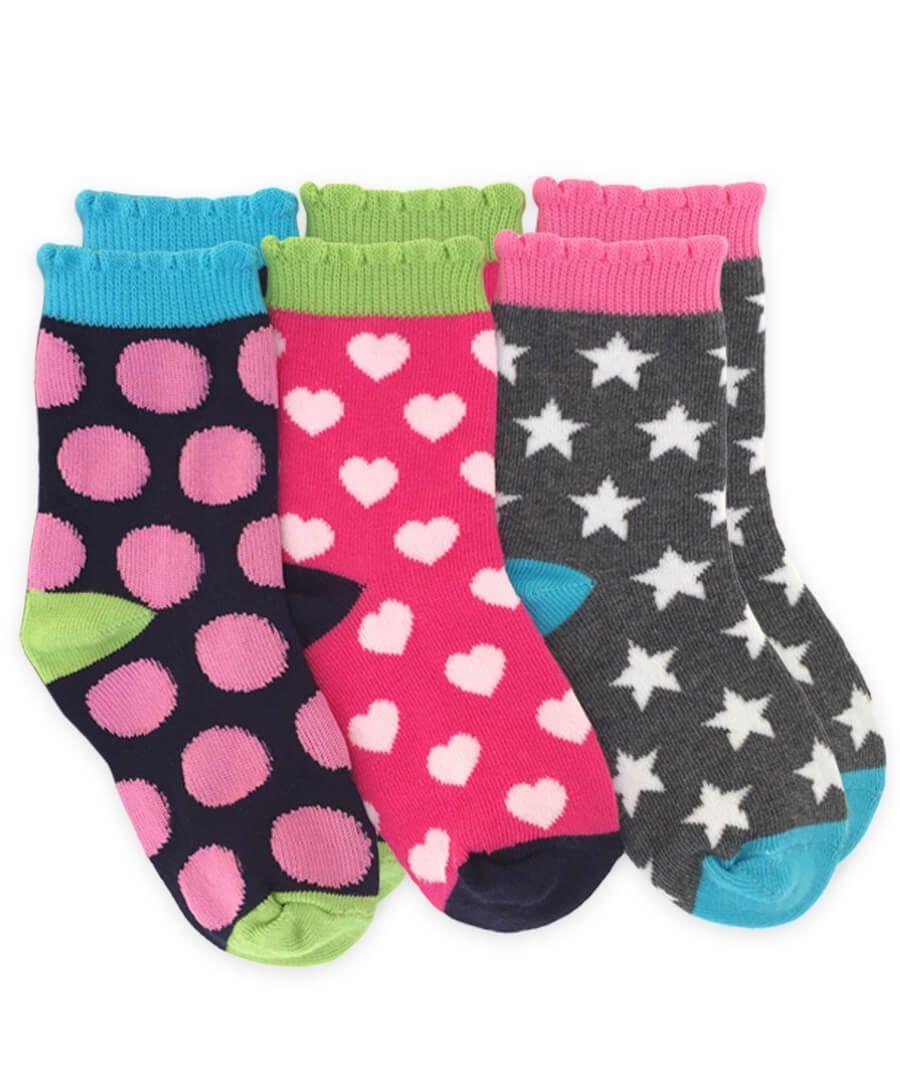jefferies socks Jefferies Socks Dots/Hearts/Stars Crew Socks 3 Pair Pack