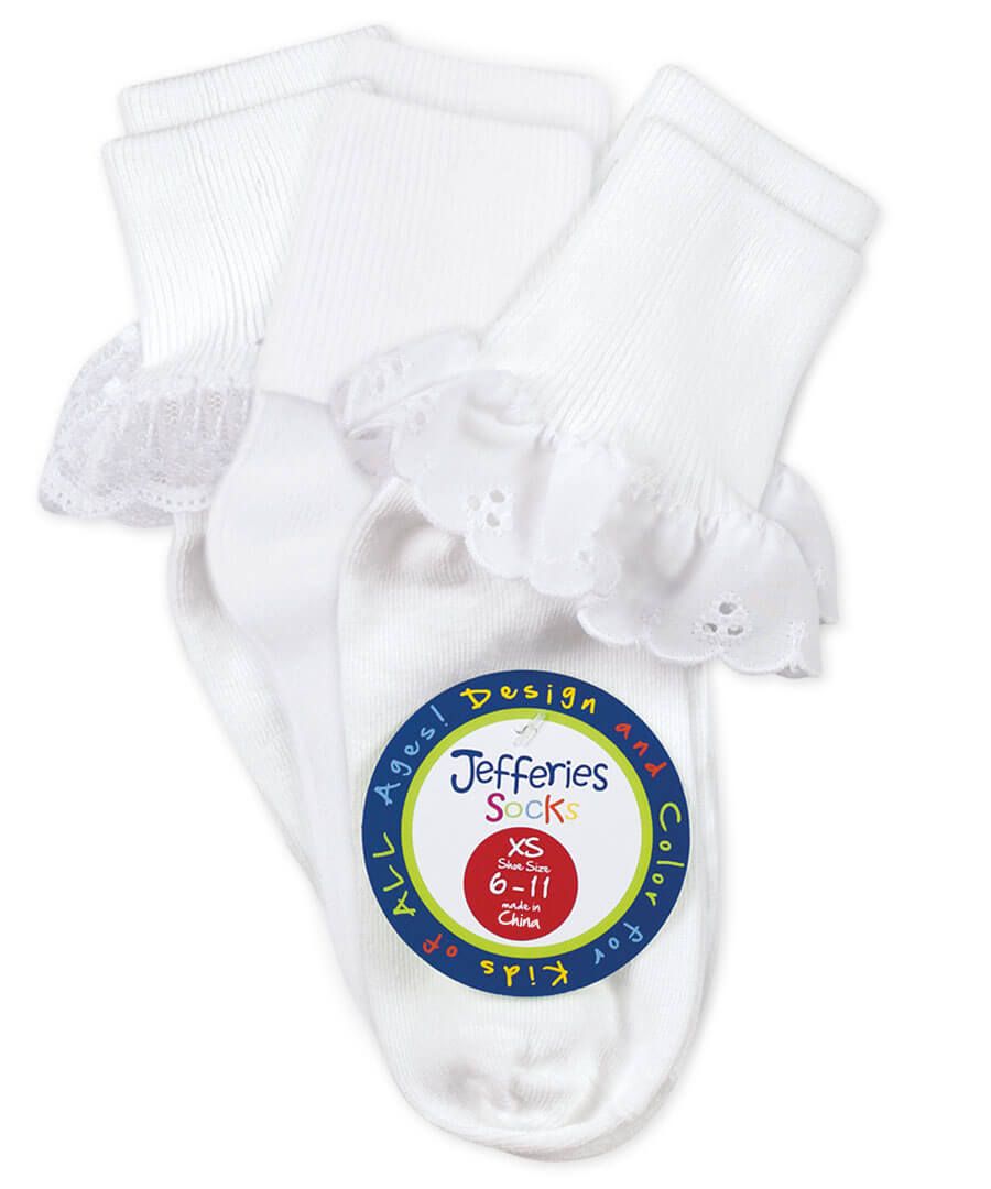 jefferies socks Jefferies Socks Eyelet/Turn Cuff/Lace Turn Cuff Socks 3 Pair Pack