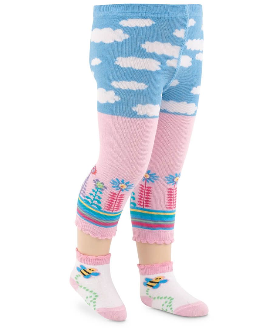 jefferies socks Jefferies Socks Flower and Clouds Crop Tights 1 Pair