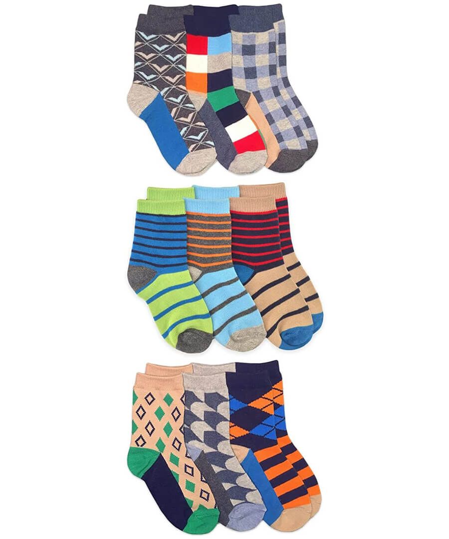 jefferies socks Jefferies Socks Fun Novelty Pattern Dress Crew Socks 9 Pair Pack