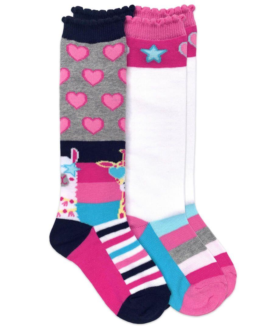 jefferies socks Jefferies Socks Giraffe Llama Hearts Stars Stripes Knee High Socks 2 Pair Pack