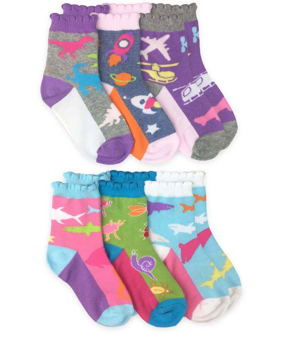 jefferies socks Jefferies Socks Girls Rock Fashion Pattern Crew Socks 6 Pair Pack