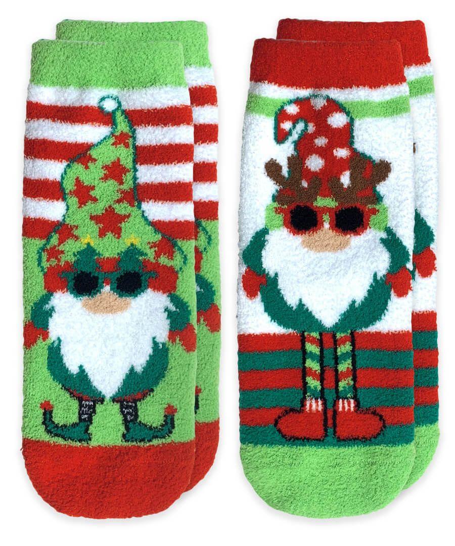 jefferies socks Jefferies Socks Holiday Gnome Fuzzy Non-Skid Slipper Socks 2 Pair Pack