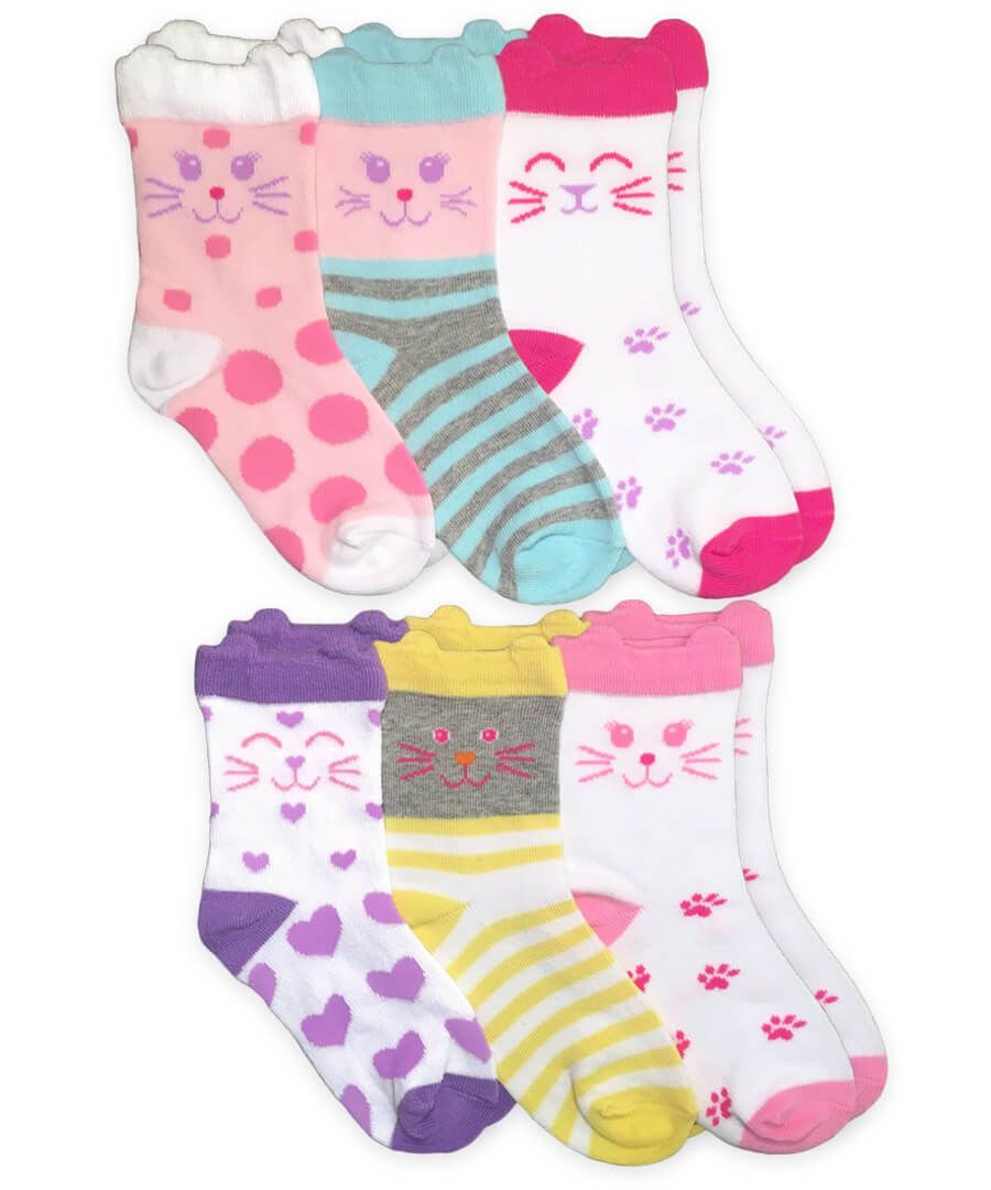jefferies socks Jefferies Socks Kitty Cat Fashion Crew Socks 6 Pair Pack
