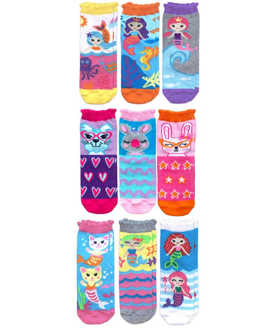jefferies socks Jefferies Socks Mermaid Animals Fashion Pattern Crew Socks 9 Pair Pack