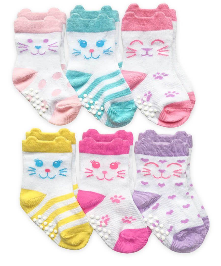jefferies socks Jefferies Socks Non-Skid Cat Crew Socks 6 Pair Pack