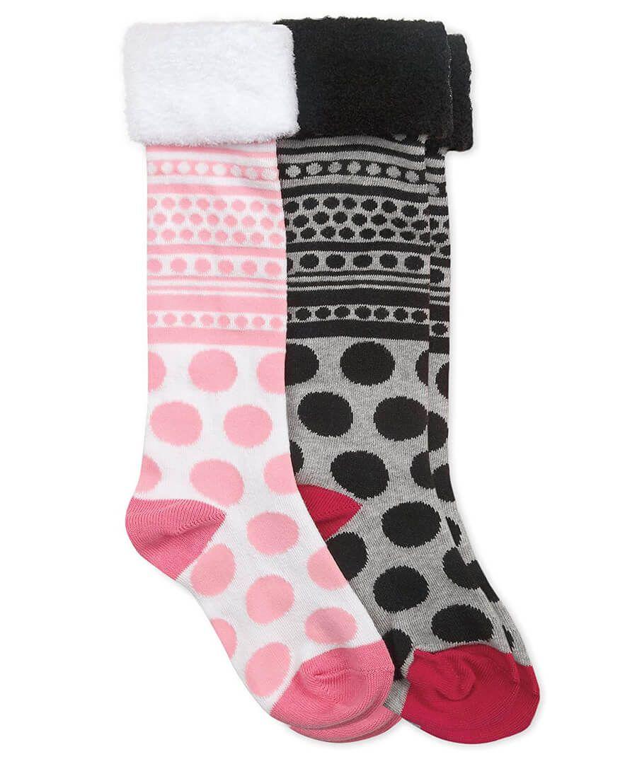 jefferies socks Jefferies Socks Polka Dot Fuzzy Cuff Knee High Socks 2 Pair Pack