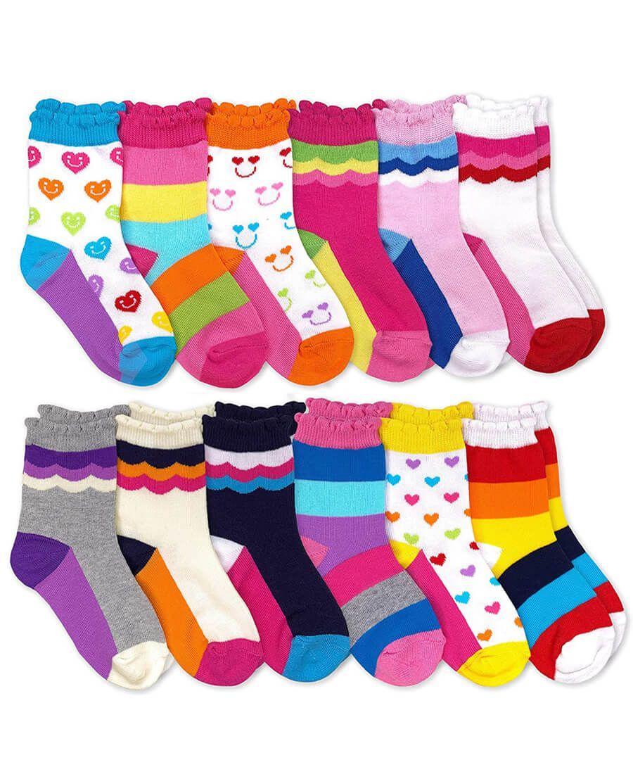jefferies socks Jefferies Socks Rainbow Novelty Pattern Bulk Variety Crew Socks 12 Pair Pack