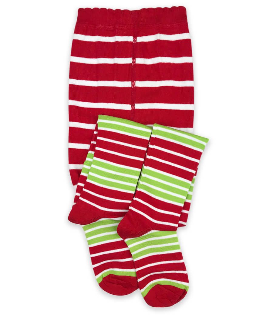 jefferies socks Jefferies Socks Red/Lime Holiday Stripe Tights 1 Pair