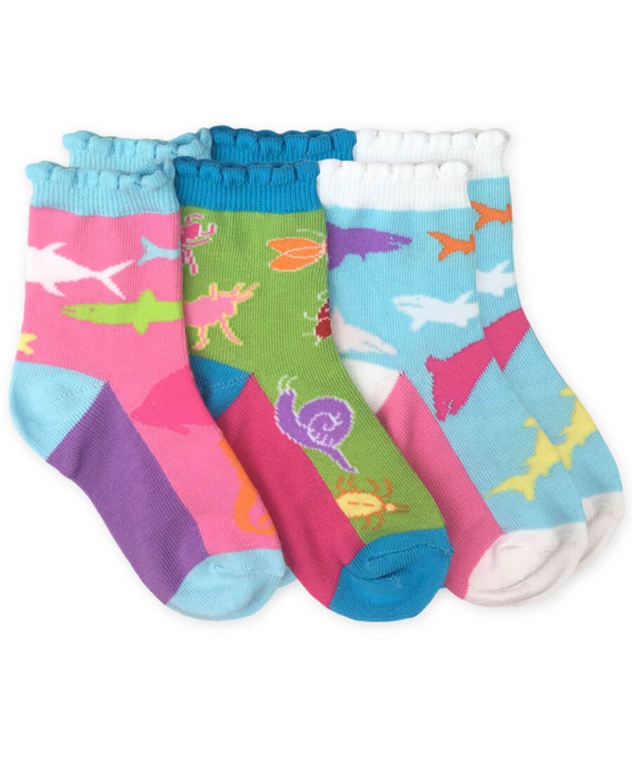 jefferies socks Jefferies Socks Sharks Fish Bugs Pattern Crew Socks 3 Pair Pack