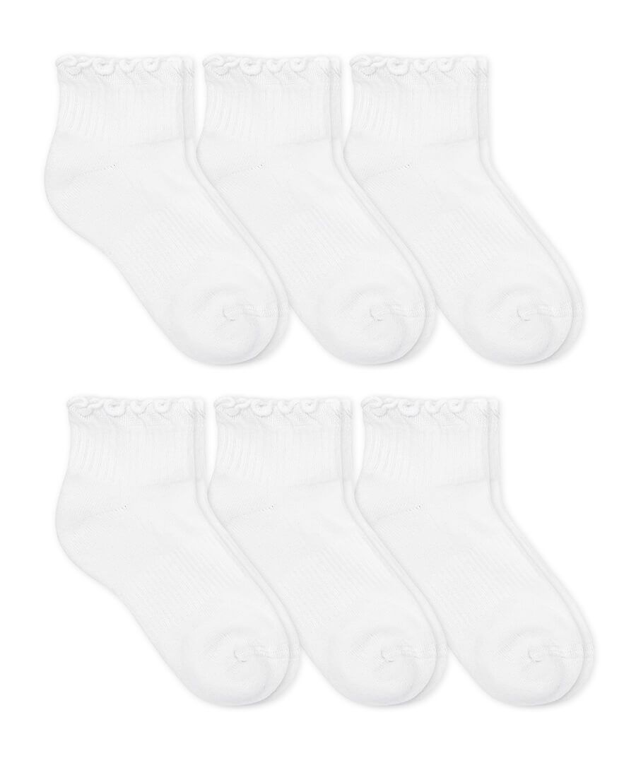 jefferies socks Jefferies Socks Smooth Toe Ruffle Ripple Edge Sport Quarter Socks 6 Pair Pack