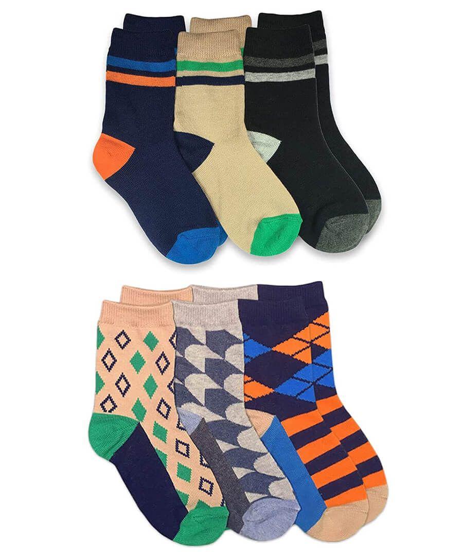 jefferies socks Jefferies Socks Stripe Argyle Diamond Pattern Crew Socks 6 Pair Pack