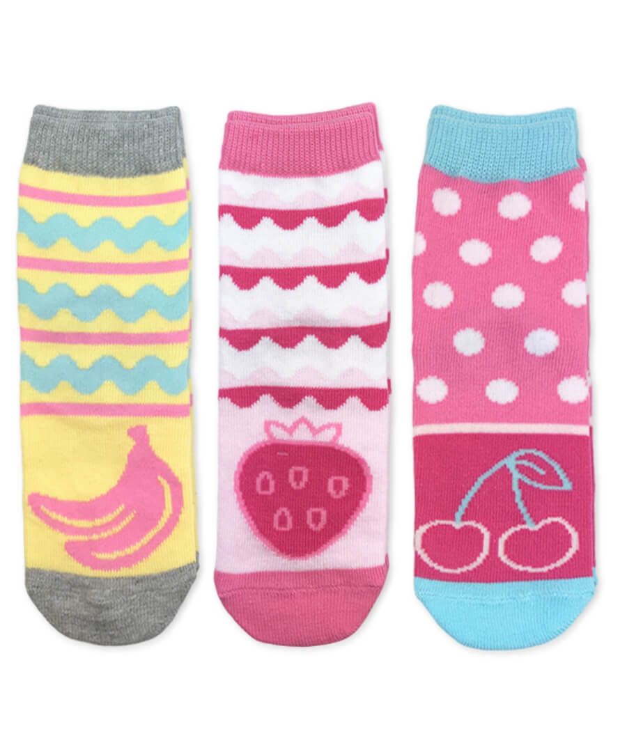 jefferies socks Jefferies Socks Sundae Banana Strawberry Cherry Fruit Pattern Crew Socks 3 Pair Pack