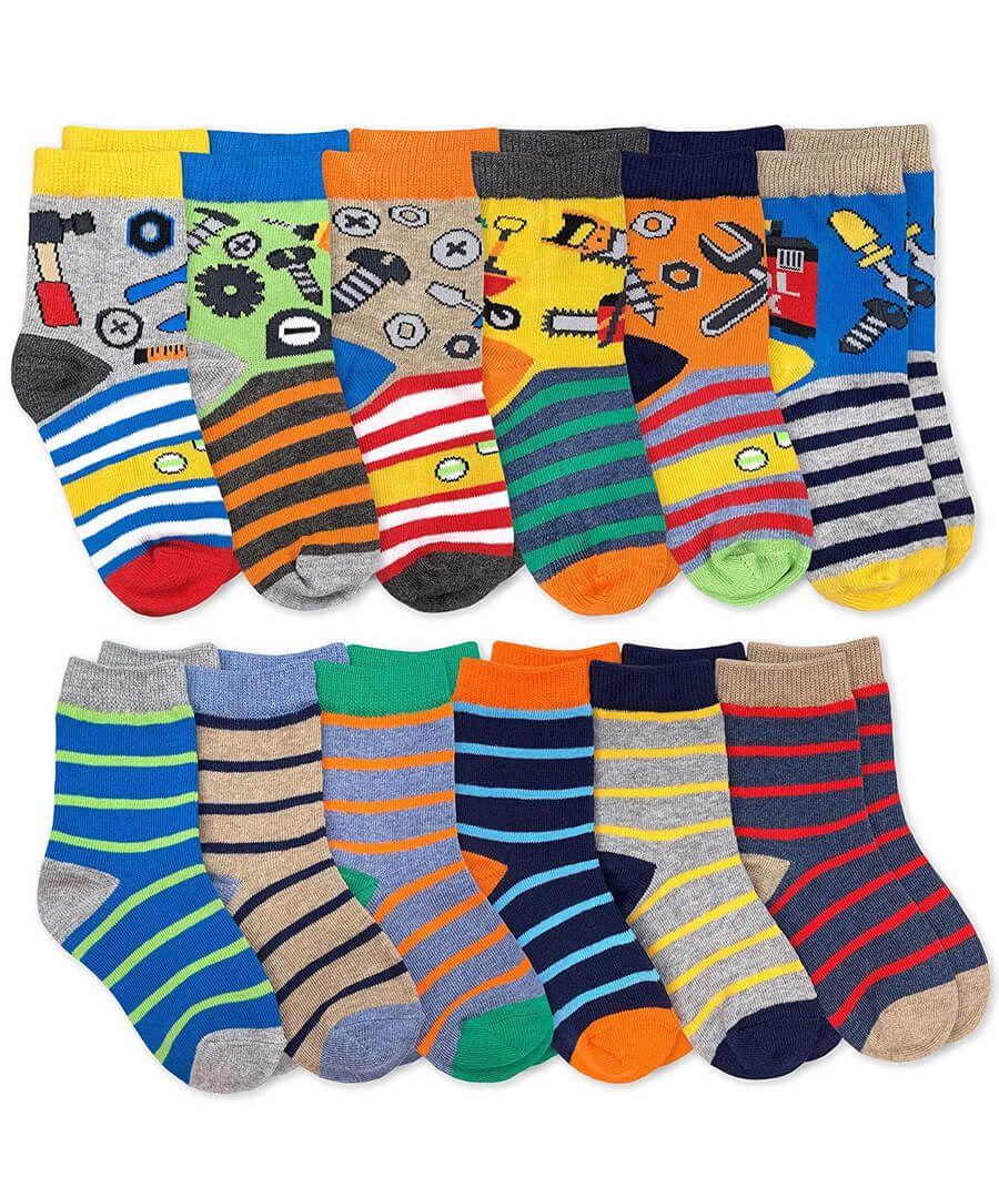 jefferies socks Jefferies Socks Tools Stripe Pattern Bulk Variety Crew Socks 12 Pair Pack