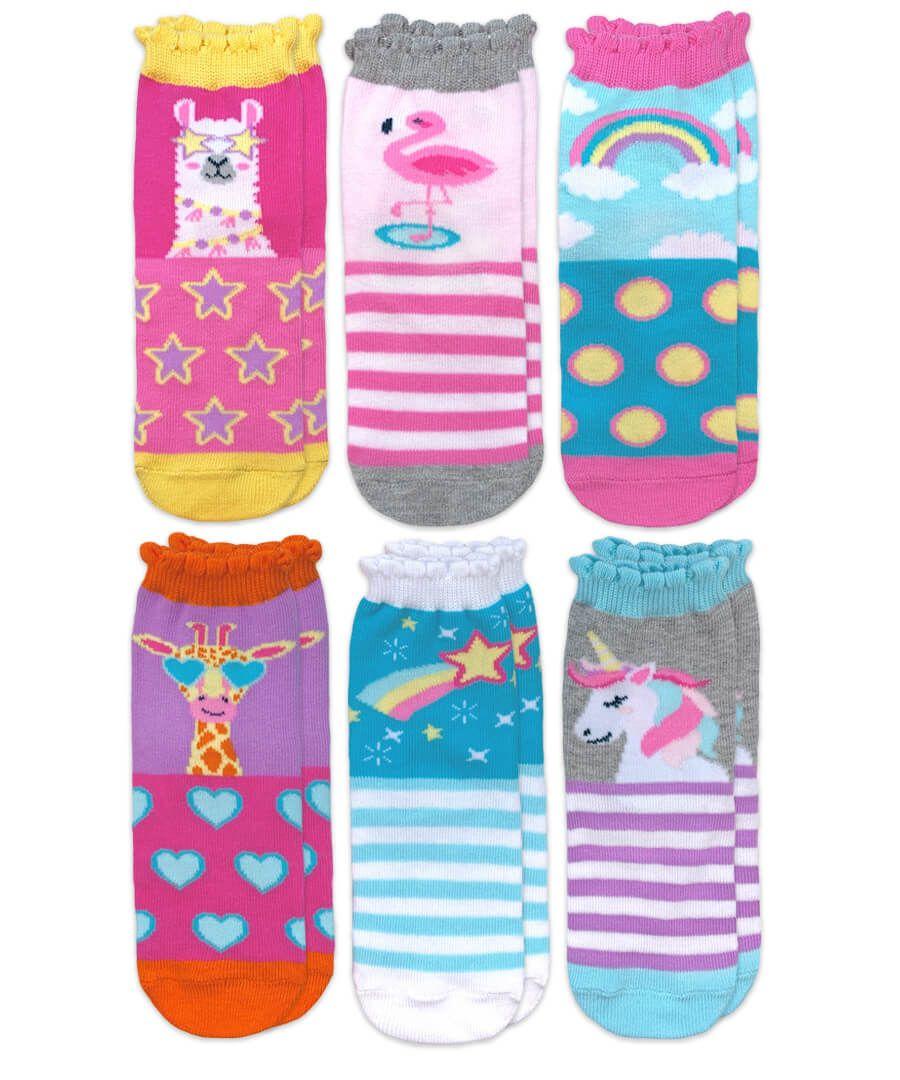 jefferies socks Jefferies Socks Unicorn Llama Giraffe Flamingo Pattern Crew Socks 6 Pair Pack
