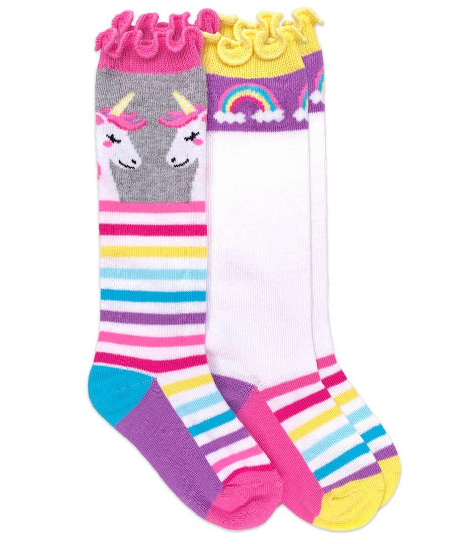 jefferies socks Jefferies Socks Unicorn Rainbow Stripe Knee High Socks 2 Pair Pack
