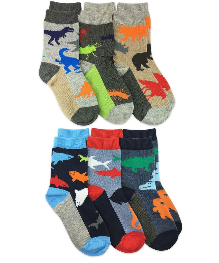 jefferies socks Jefferies Socks Water and Land Animals Crew Socks 6 Pair Pack