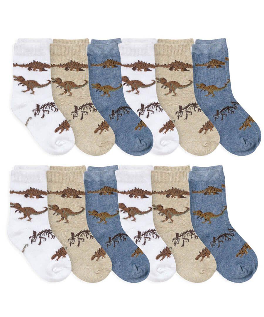jefferies socks Toddler Boys Bulk Value Pack Dinosaur Pattern Crew Socks 12 Pair Pack