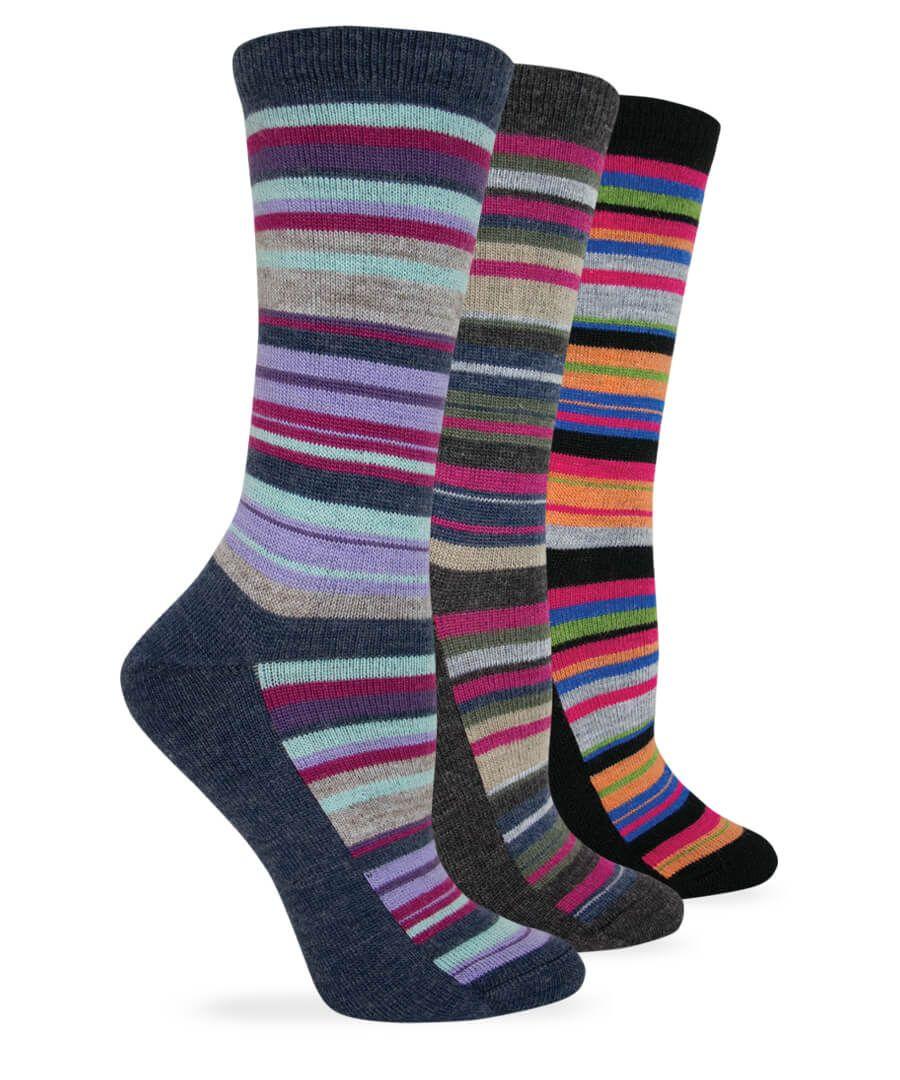 jefferies socks Wise Blend Merino Wool Stripe Pattern Crew Socks 3 Pair Pack