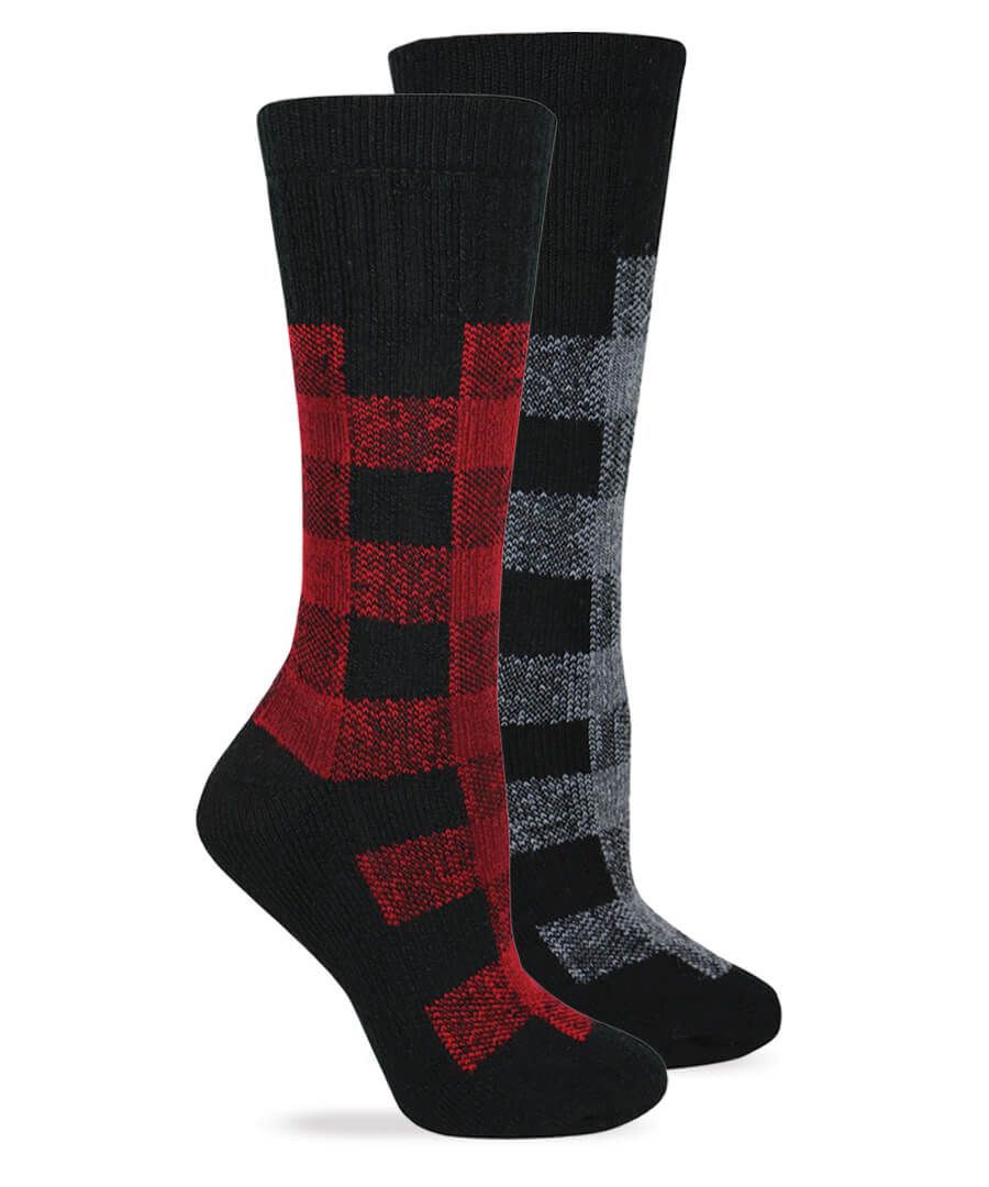jefferies socks Wise Blend Plaid Pattern Merino Wool Crew Socks 2 Pair Pack